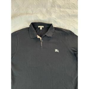 Burberry Brit Polo Shirt Size XL TG Nova Check Collar Logo Black Embroidered